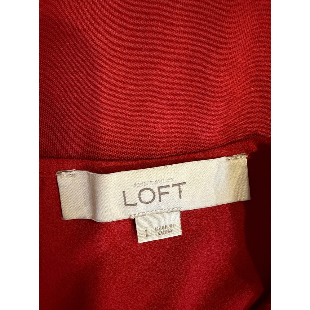 Loft Womens Sleeveless Pleated Front Blouse Red Large Flowy Keyhole Back Top - Picture 3 of 5